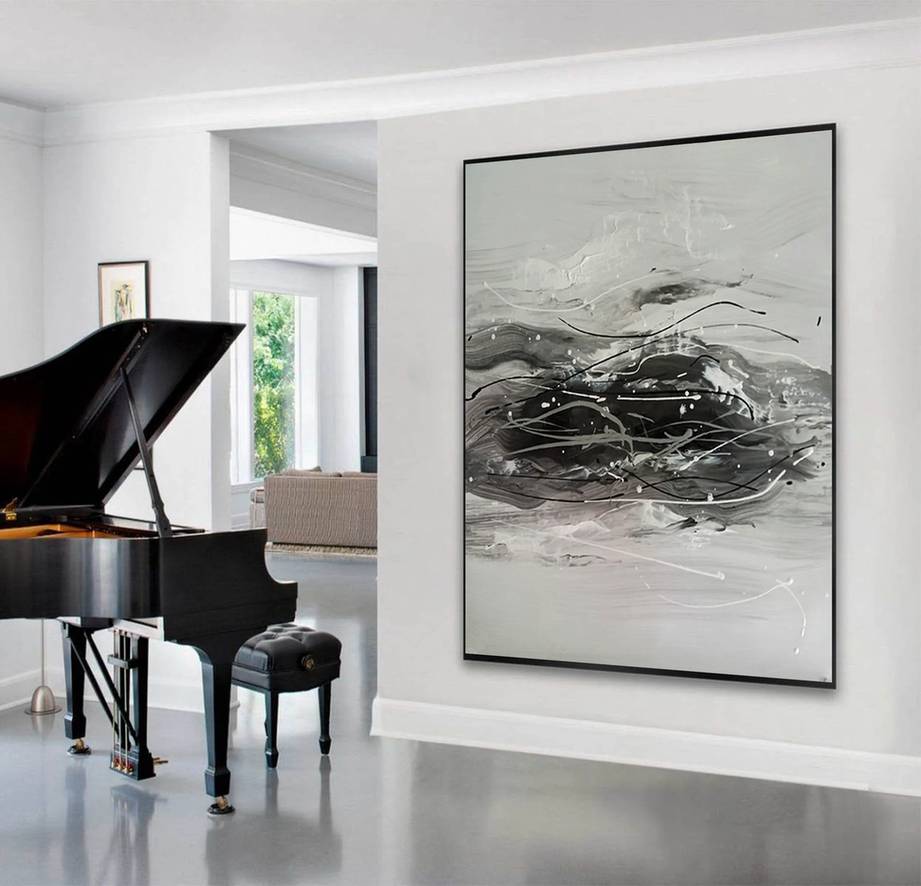 Black Landscape Minimalist Abstract Canvas Wall Art 6G7GD wall art